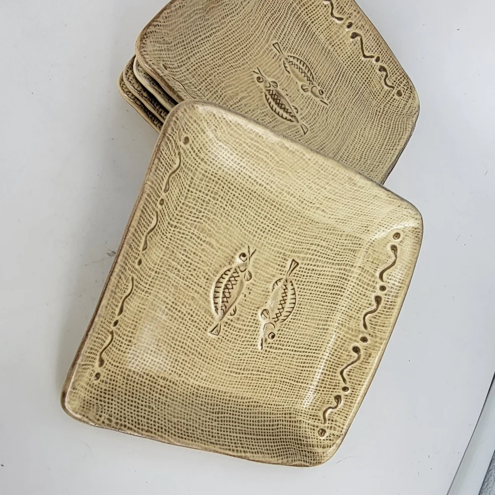 Elegant Tan Square Plates‎ Set